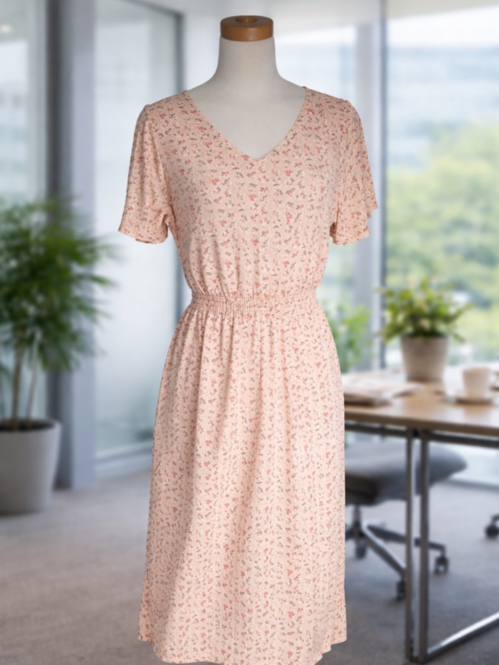 Paul & Joe Jersey Short-Sleeve Floral Peach Dress